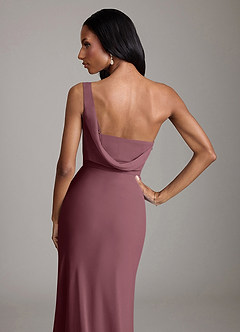Azazie Madelyn Bridesmaid Dresses Sangria Mermaid One Shoulder Chiffon Convertible Dress image9
