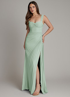 Azazie Amberly Bridesmaid Dresses Agave Sheath Sweetheart Neckline Chiffon Dress image1