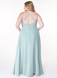 Azazie Davis Abiti da Damigella Abito A-Line in Chiffon con Scollo a V Nebbia image8