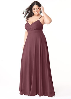 Azazie Avelina Bridesmaid Dresses Sangria A-Line V-Neck Pleated Chiffon Dress image8
