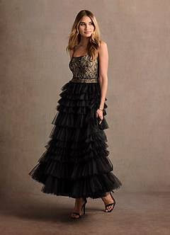Leia Black Ruffle Maxi Dress image1