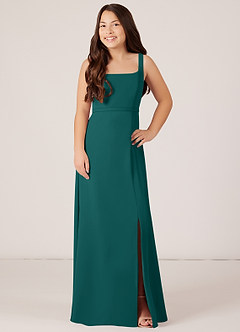 Azazie Renee Junior Peacock A-Line Side Slit Chiffon Dress image1