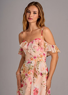 Azazie Lyra Bridesmaid Dresses Abstract Bouquet Floral A-Line Chiffon Convertible Dress image4