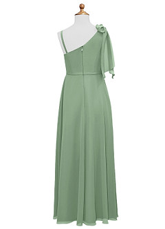 Azazie Aidy Vestido de Matcha de Gasa/ Chiffon de Acampanado con Lazo image6