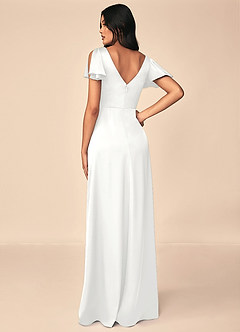 Azazie Soren Bridesmaid Dresses White A-Line Pleated Stretch Satin Dress image5