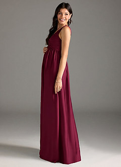 Azazie Yetta Brautjungfernkleider für Schwangere A-Linie Plissee Stretch-Satin Bodenlänge Kleid image4