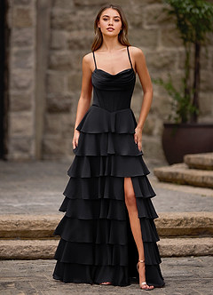 Rhythm Schwarz A-Linien-Ballkleid mit Rüschen image7
