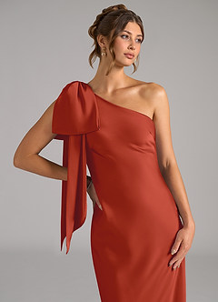 Azazie Capri Brautjungfernkleider Meerjungfrau-Linie One-Shoulder Stretch-Satin Kleid Rost image5