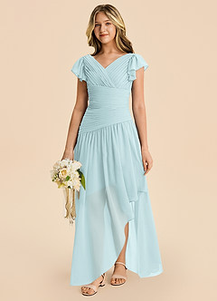 Azazie Pia Junior Mist A-Line Pleated Chiffon Dress image5