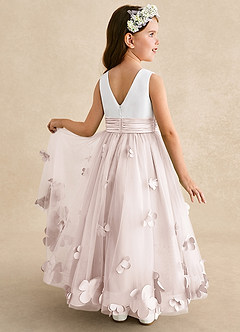 Azazie Vi vestidos de niña de las flores Vestido de Pétalo De Rosa de Tul de Corte En A con Sin mangas image1