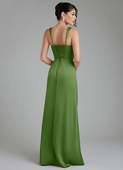 Azazie Sierra Bridesmaid Dresses Basil A-Line Corset Stretch Satin Dress image2