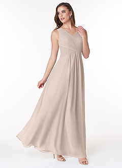 Azazie Flora Bridesmaid Dresses Frost A-Line Pleated Chiffon Dress image4