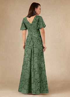 Azazie Emmeline Mother of the Bride Dresses Eucalyptus A-Line Pleated Floral Burnout Dress image5