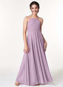Azazie Ginger Junior Wisteria A-Line Pleated Chiffon Dress image5