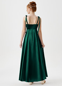 Azazie Rosey Junior Emerald A-Line Sweetheart Neckline Metallic Satin Dress image2