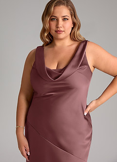 Azazie Rylina Bridesmaid Dresses Vintage Mauve Mermaid Stretch Satin Dress image11