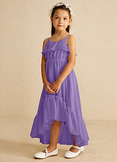 Azazie Karmen Blumenmädchenkleider A-Linie Gestreift Chiffon Kleid Tahiti image2