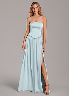 Azazie Cadence Brautjungfernkleider Wandelbar A-Linie Korsett Stretch-Satin Kleid Nebel image5