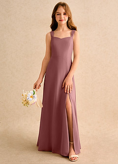 Azazie Makani Girls Formal Blumenmädchenkleider A-Linie Herzausschnitt Chiffon Kleid Wüstenrose image3