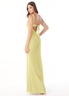 Azazie Audre Vestidos de damas de honor Vestido de Sorbete De Limón de Gasa de Corte Sirena con Plisado image4
