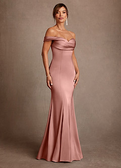 Azazie Boone Klänningar till brudens mor Klä Sjöjungfru i Stretch Satin Av axeln Rosett image1
