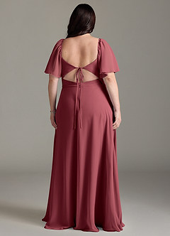 Azazie Chloe Abiti da Damigella Abito A-Line in Chiffon Scollo a Cuore Merlot image8