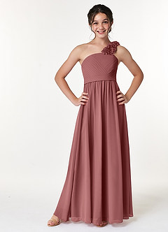 Azazie Flower Junior Amethyst A-Line Pleated Chiffon Dress image1