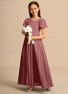 Azazie Joss Flower Girl Dresses Amethyst A-Line with Sleeves Chiffon Dress image11