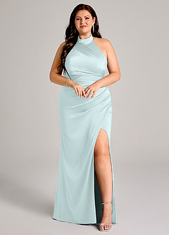 Azazie Jemma Brautjungfernkleider Etui Plissee Stretch-Satin Kleid Seegrün image7