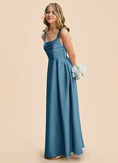Azazie Azaria Junior Robe Trapèze en Satin extensible Plissé Bermude image4