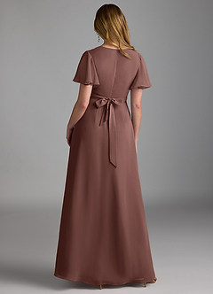 Azazie Zaniah Bridesmaid Dresses Espresso A-Line Chiffon Dress image2