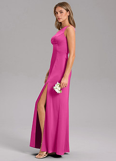 Azazie Phaedra Jurken voor bruidsmeisjes Jurk van Stretch Satijn met A-Lijn One-Shoulder Fuchsia image5