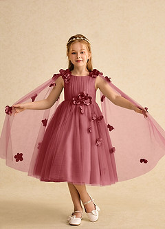 Azazie Staria Jurken voor bloemenmeisjes Baljurk Jurk van Tule Ruches Antieke Roos image4