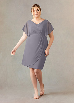 Azazie Julia Mother of the Bride Dresses Shadow Sheath V-Neck Pleated Chiffon Dress image6