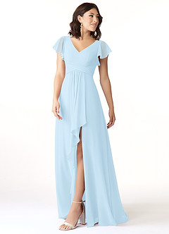 Azazie Omari Bridesmaid Dresses Sky Blue A-Line Chiffon Dress image4