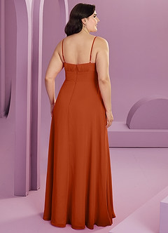 Barbie ♥ Azazie Bridesmaid Dresses Burnt Orange A-Line with Pockets Chiffon Dress image2