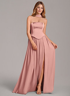 Azazie Cadence Suknie dla druhen Linia A Gorset Satyna elastyczna Do ziemi Sukienka image3