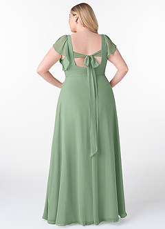 Azazie Syenna Jurken voor bruidsmeisjes Jurk van Chiffon met A-Lijn Ruches Matcha image7