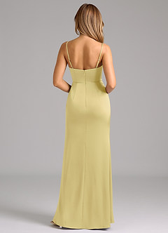 Azazie Aimee Robes de demoiselle d'honneur Robe Trapèze en Satin extensible Encolure en Forme de Cœur Sorbet Citron image2