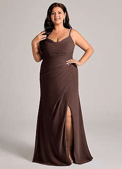 Azazie Deandra Brautjungfernkleider Meerjungfrau-Linie Plissee Chiffon Kleid Ganache image7