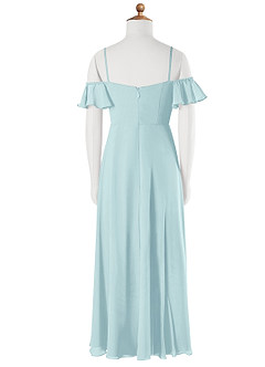 Azazie Juna Junior Robe Trapèze en Mousseline de soie Épaule décolletée Verre De Mer image7