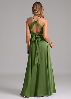 Azazie Evalleen Bridesmaid Dresses Juniper A-Line Pleated Stretch Satin Dress image6