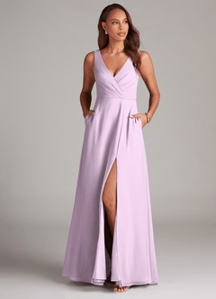 Azazie Nelly At-home Try On Dresses Agave A-Line Pleated Chiffon Dress image2