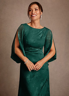 Azazie Anaheim Klänningar till brudens mor Klä Tubklänning i Blommig Utbrändhet Plisserad Tallgrön image5