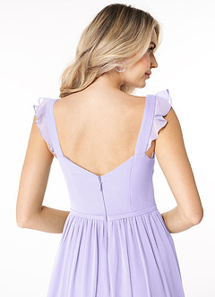 Azazie Stassie Bridesmaid Dresses Lilac A-Line Sweetheart Ruched Chiffon Dress image6
