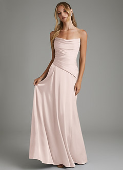 Azazie Gabriela Brautjungfernkleider A-Linie Korsett Stretch-Satin Kleid Zartrosa image7