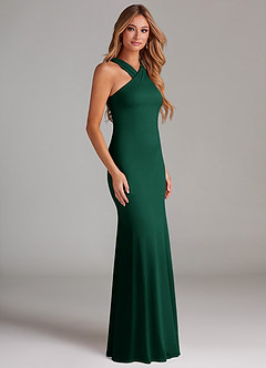 Azazie Doretta Bridesmaid Dresses Emerald Mermaid Pleated Chiffon Dress image4