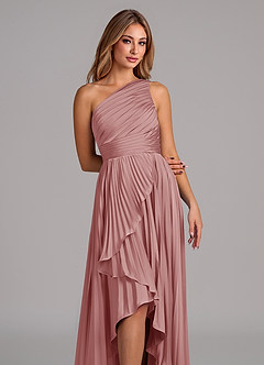 Azazie Lyrica Bridesmaid Dresses Dusty Rose A-Line One Shoulder Stretch Satin Dress image7