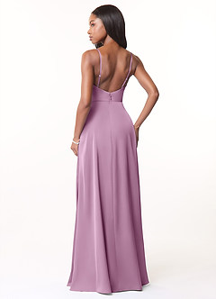 Azazie Brielle Bridesmaid Dresses Wisteria A-Line Cowl Spaghetti Straps Stretch Satin Dress image2