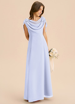 Azazie Lambie Junior Lavender A-Line Pleated Chiffon Dress image5